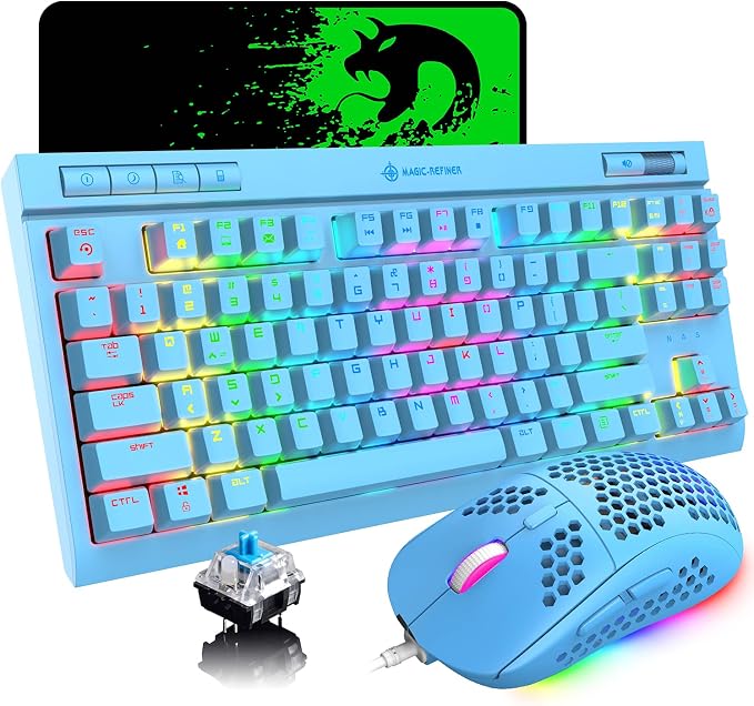 Xinmeng Xinmeng 机械键盘和鼠标组合紧凑84 键rgb Led 彩虹背光键盘轻质rgb 6400dpi 蜂窝光学鼠标游戏鼠标垫适合游戏玩家和打字员 价格报价图片评测多少钱