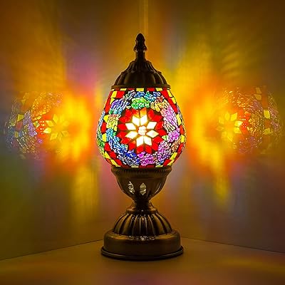 手工土耳其灯马赛克玻璃蛋灯床头桌夜灯装饰蒂芙尼摩洛哥风格