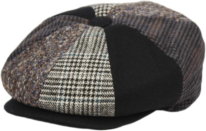 epoch 男式经典 8 片式羊毛混纺报童按扣帽檐系列帽子, nsb1911-patch