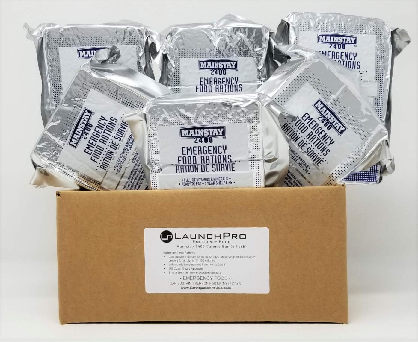 Mainstay Food Rations 6x2400 calorie bars LaunchPro 紧急口粮 2400 卡路里能量棒（6