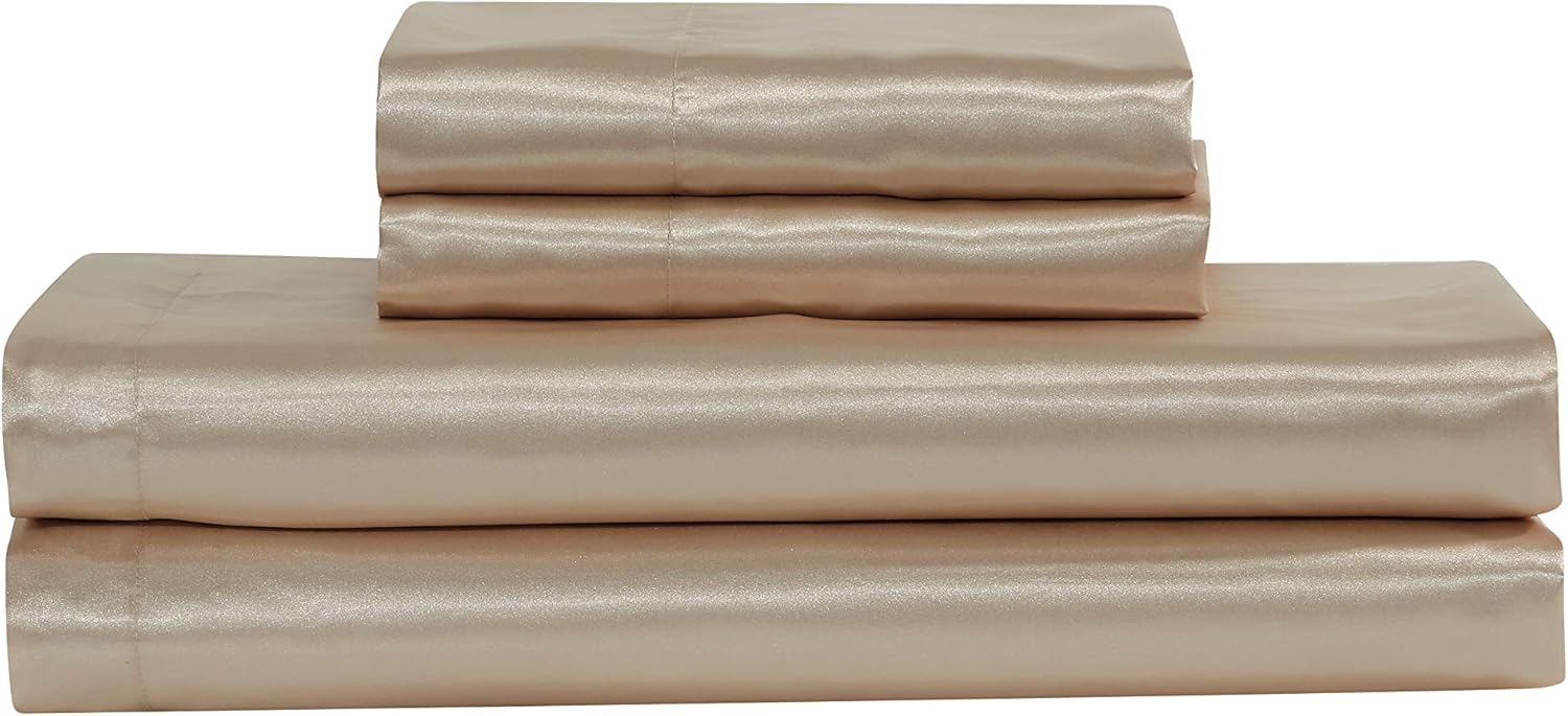 linen plus 缎面床单套装柔软丝绸舒适纯色新款 香槟色 两个