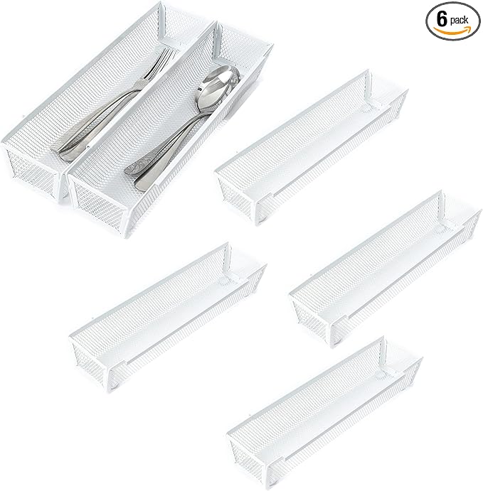 YFEEN 网眼托盘厨房抽屉餐具托盘办公用品带锁臂抽屉分隔收纳器,适用于