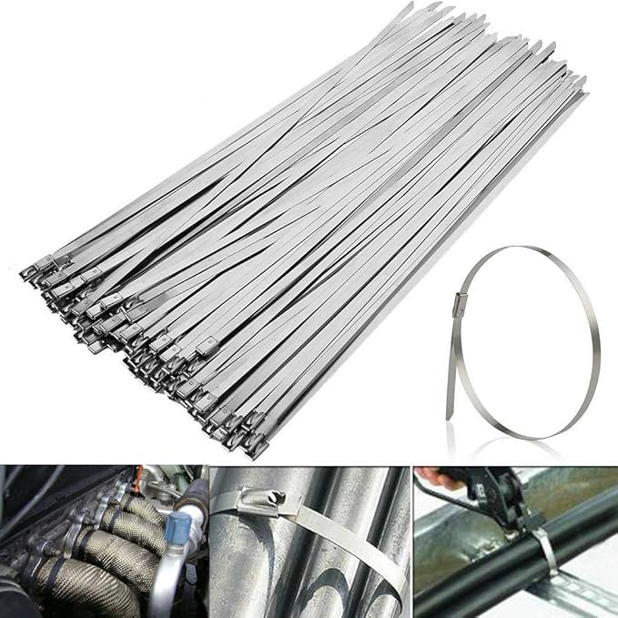 8 英寸(约 30 厘米)拉链扎 排气热缠绕 多用途自锁 电缆金属拉链扎带