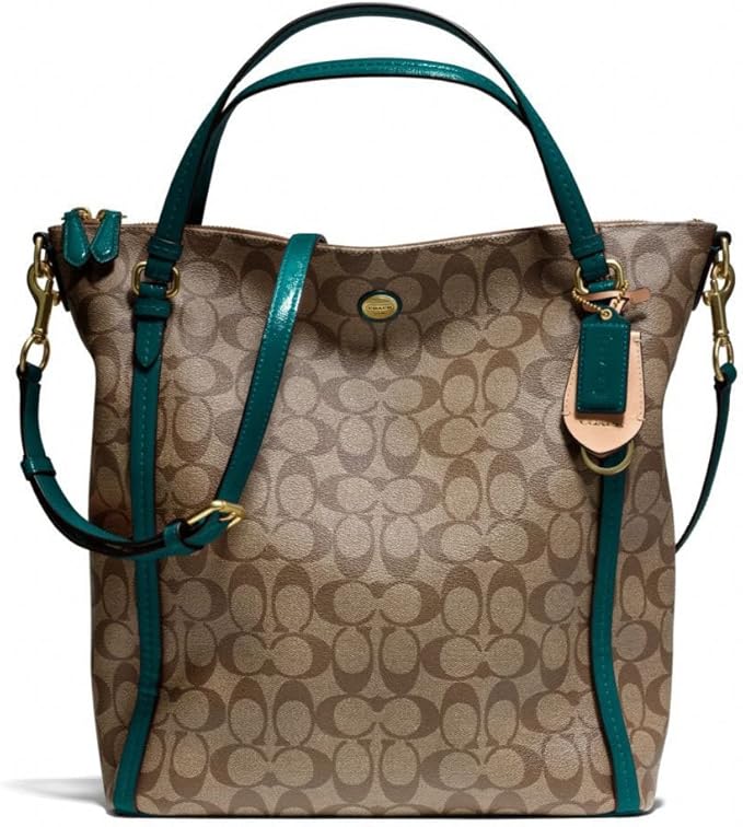 coach 蔻驰 大号单肩手拎袋pvc撞色女包 卡其绿24601bkhja : 亚马逊中