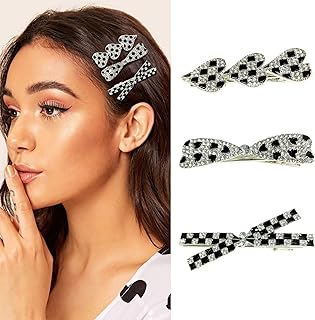 格子发夹闪亮水钻发夹时尚女士女孩水晶发饰适合婚礼派对舞会日常,3