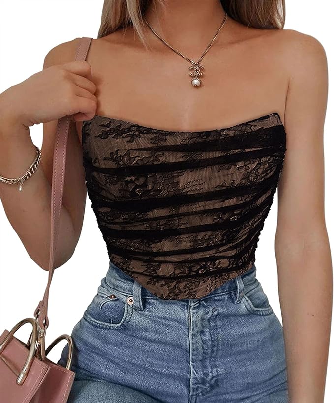 女式紧身胸衣聚拢紧身胸衣露脐上衣天鹅绒无肩带胸衣俱乐部服修身吊带