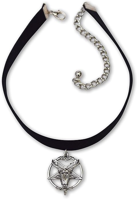 baphomet 山羊头缎倒置五角鲸黑色天鹅绒颈圈可调节