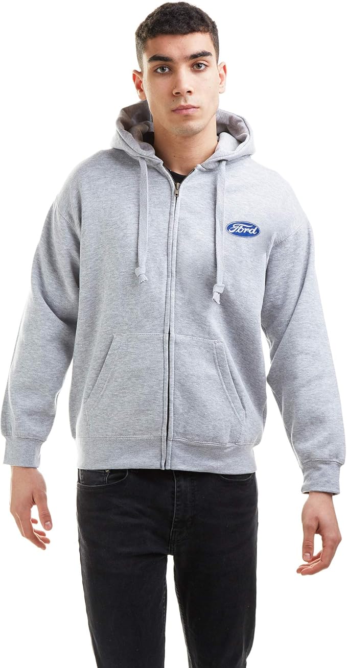 福特男式标志拉链连帽运动衫