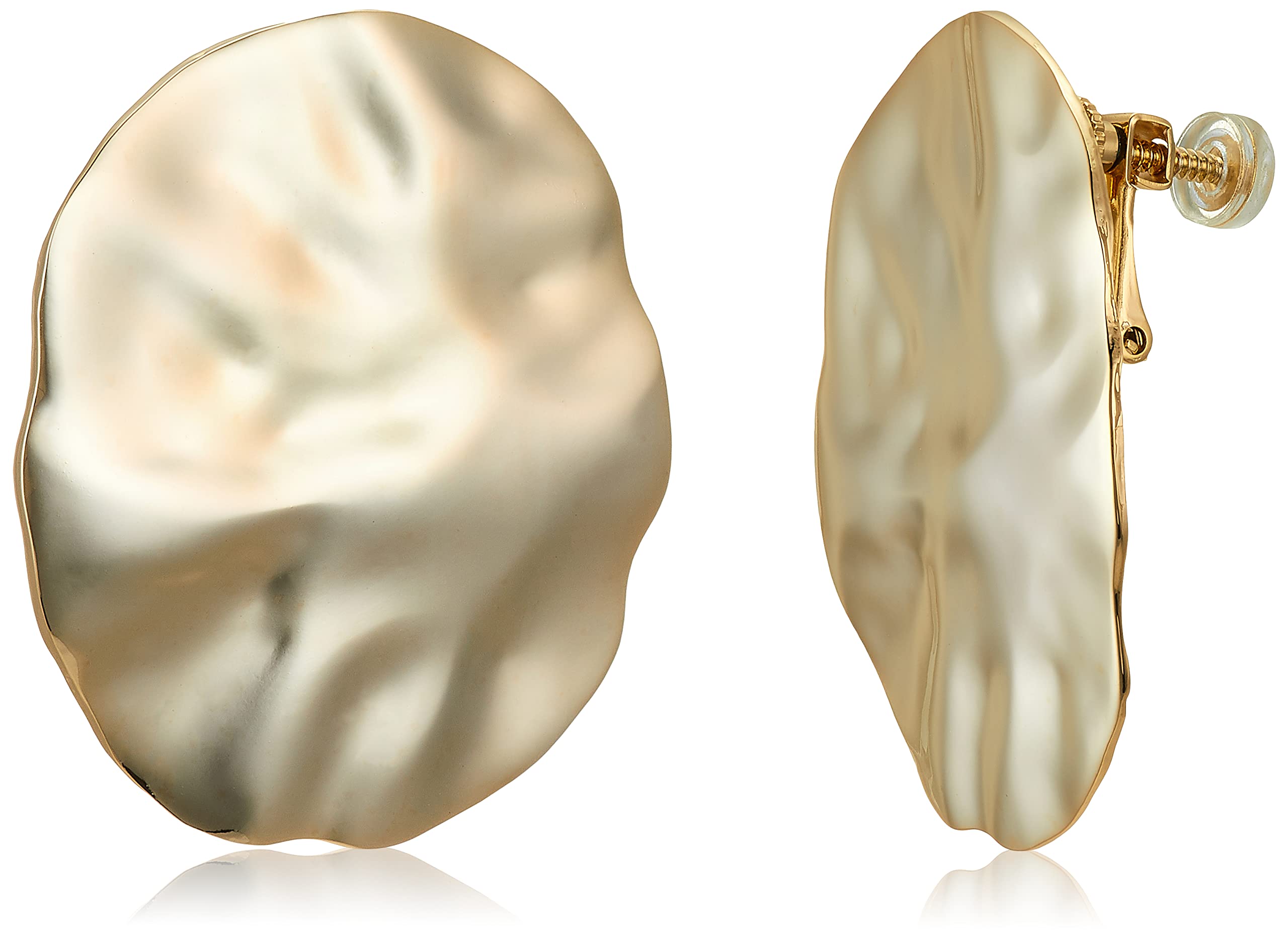 Oval press earrings, F, brass, gemstone free