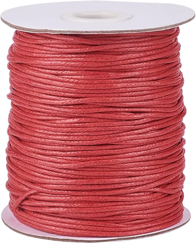 100 码打蜡棉线红色编织串珠绳手链项链线 1.5 毫米(0.