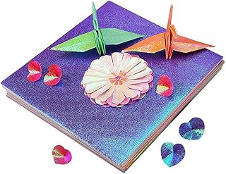 彩色折纸套装 50/100/200 张 10 色闪光折纸纸,彩色折纸闪亮纸高级