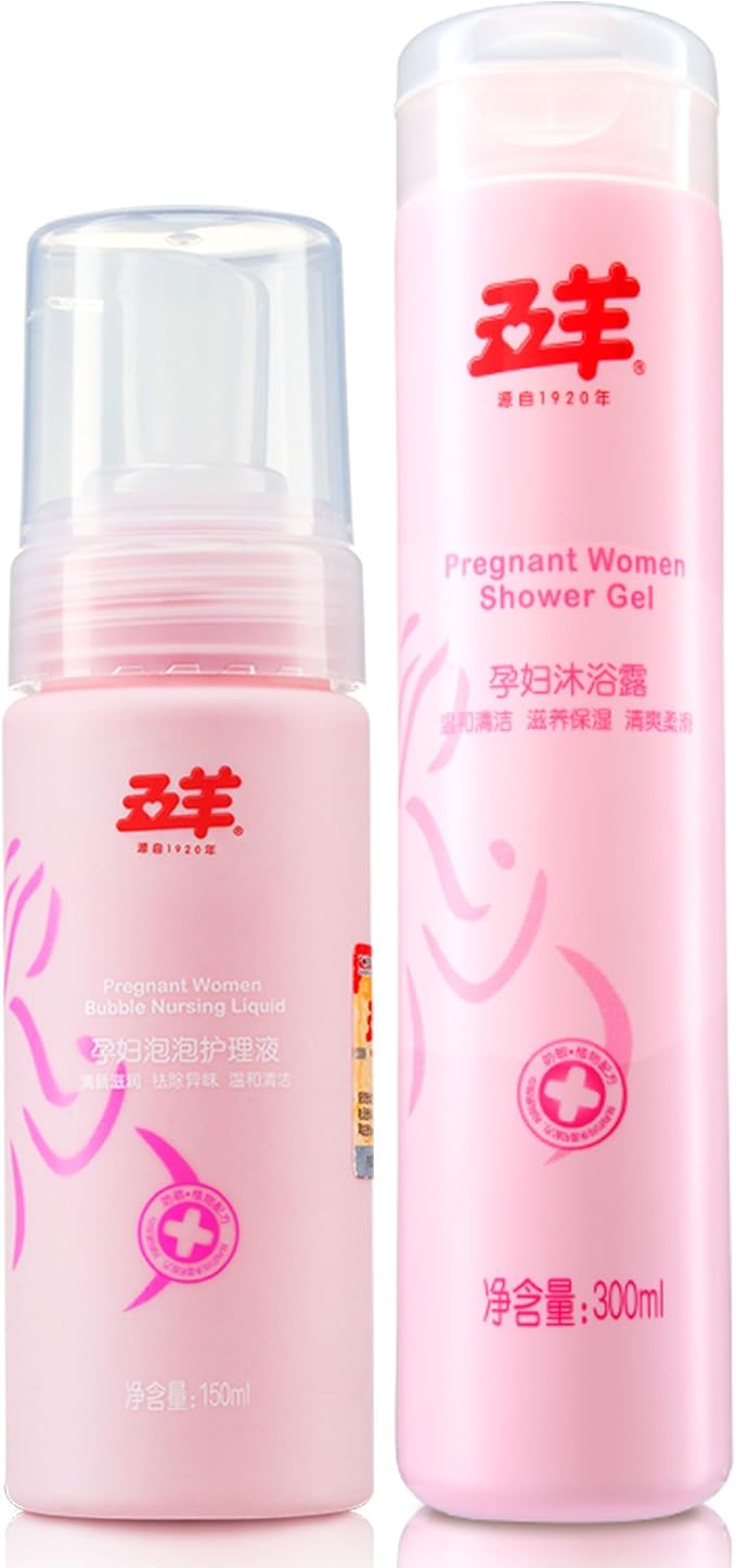 五羊 妈咪洗护粉红套装(孕妇沐浴露300ml 孕妇泡泡护理液150ml)