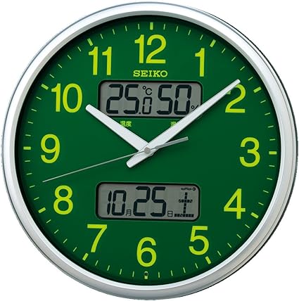 セイコークロック掛け時計電波アナログ集光樹脂文字板カレンダー温度湿度表示銀色メタリックkx235h Seiko Seiko 精工 价格报价图片