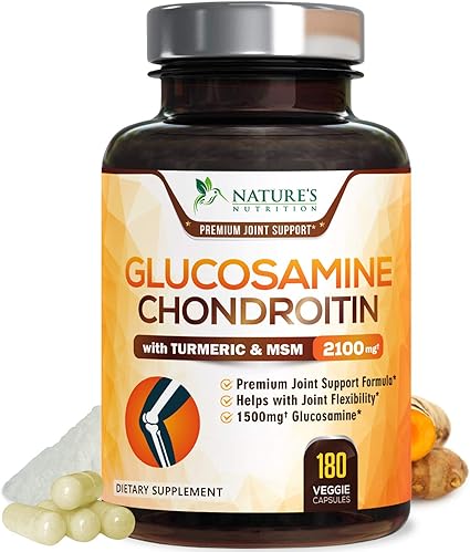 葡萄糖胺软骨素姜黄msm 大效能1500 毫克 关节 补充药 背部 膝盖 臀部和手部 Nature S Nutrition 非转 180 Capsules 180 00 亚马逊中国 个护健康