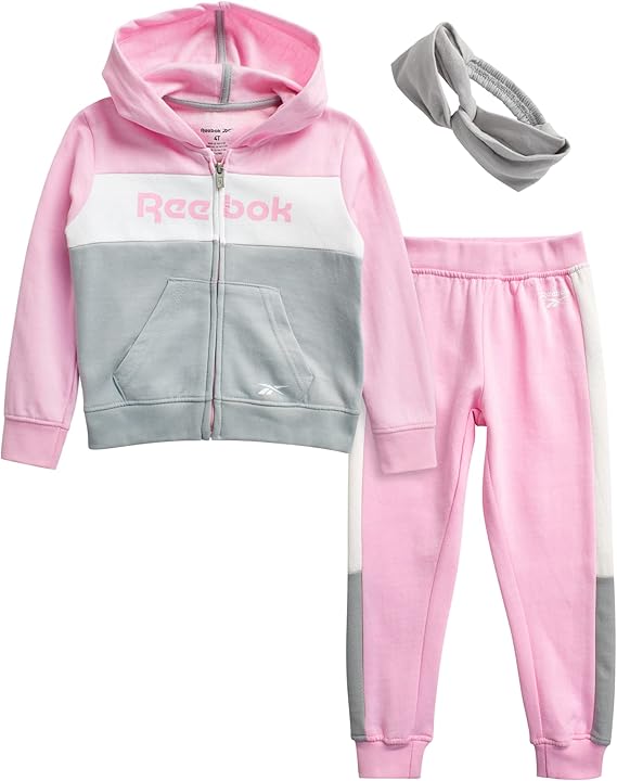 reebok 女婴慢跑套装 - 2 件套抓绒运动服(幼儿/儿童)