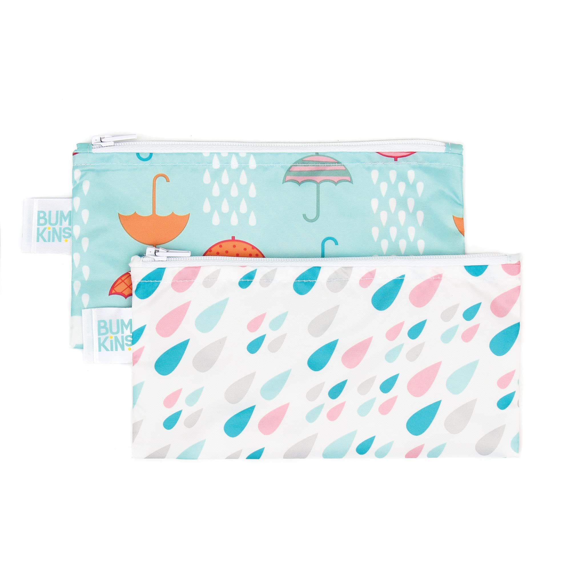 Bumkins Waterproof Snack Bag, Raindrops and Umbrella, Small