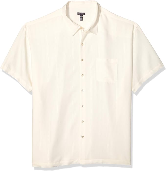 vanheusen男式bigtall高大款涤纶人造丝短袖系扣衬衫