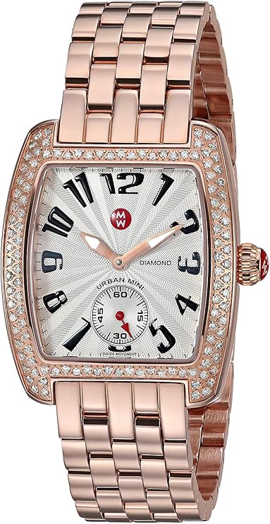 michele 都市迷你钻石玫瑰金手链手表