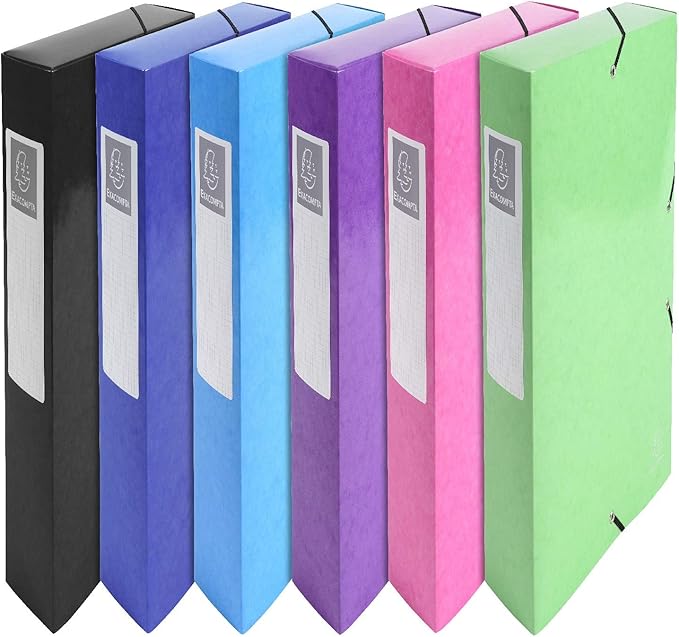 6 个档案盒 iderama 24 × 32 厘米,带松紧带,背部标签,80 毫米书脊)