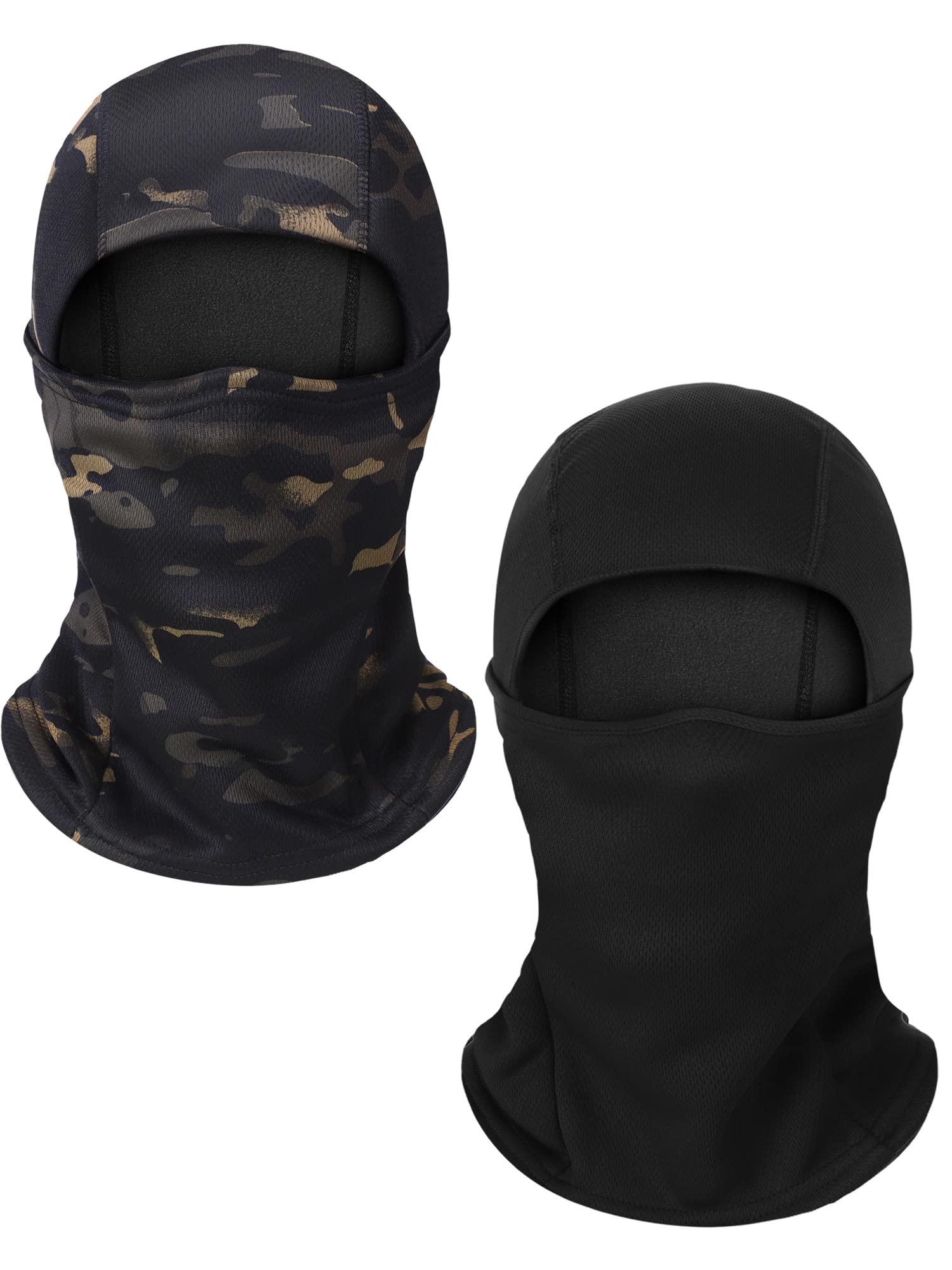 2 Winter masks Mens Ladies Warm Balaclava ski mask Windproof * Cover Cold weather Mask Motorcycle Mask suitable for outdoor black and camo, black and camo, equal size