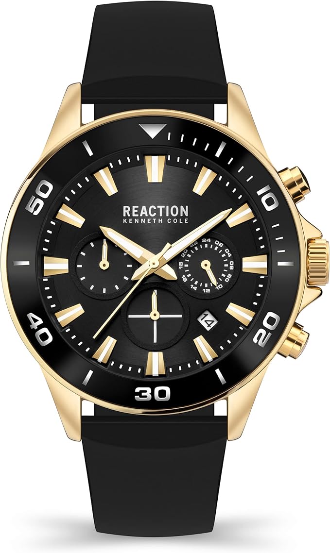 kenneth cole reaction 男式正装运动手表, 黑色//白色, 计时码表