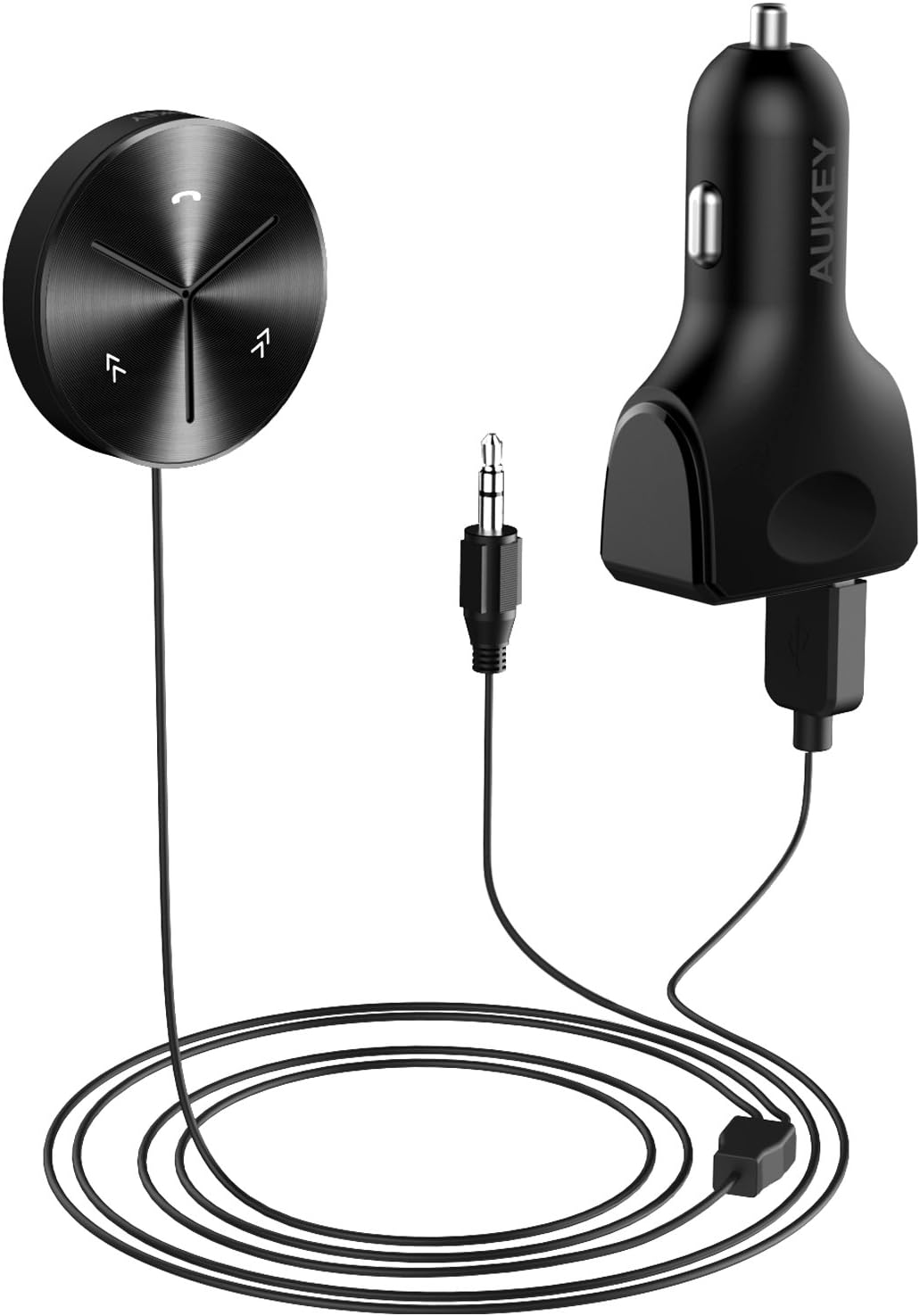 Aukey 蓝牙接收器车载套件 带3 端口usb 车载充电器 磁性底座和内置麦克风 适用于iphone Samsung 手机 平板电脑等 亚马逊中国 汽车用品