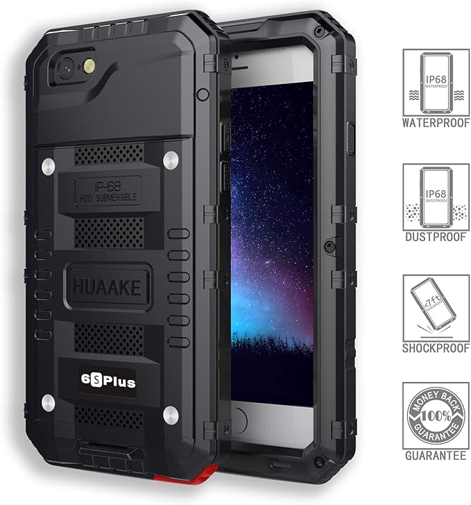 Iphone6s 金属外壳防水iphone 6 护套潜水保护罩 防尘防震户外运动 手机护套 坚固 适用于iphone6s 6 Iphone6 6s Plus 黑色 手机 通讯 亚马逊中国