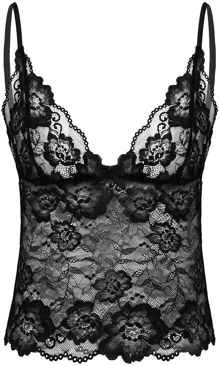 yoojoo 新颖男士性感无袖透明蕾丝文胸同性内衣深 v 领吊带背心露脐