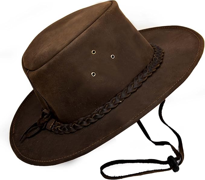 hulara 皮革牛仔帽男士西部牛仔帽男士耐用男士牛仔帽手工西部帽