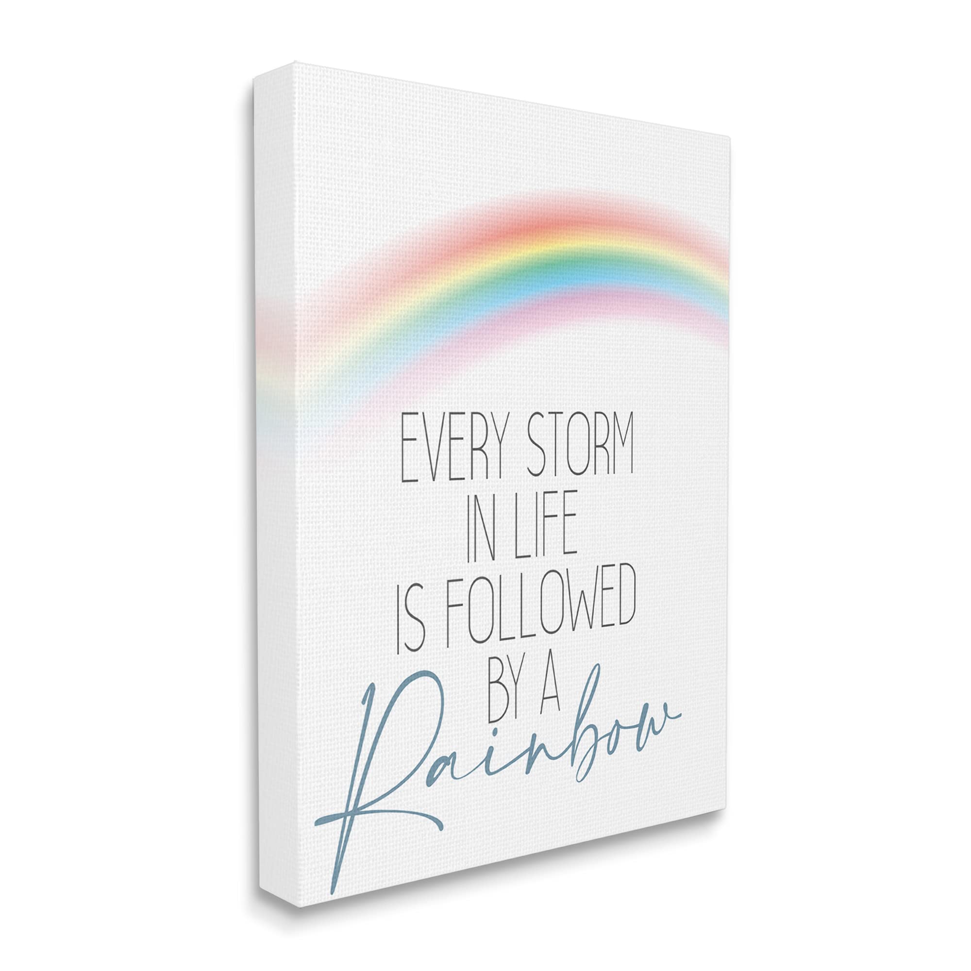 Stupell Industries Every Storm Follow by Rainbow Sentiment inspirational text, designed by Kim Allen Canvas Art, 16 x 20, off white