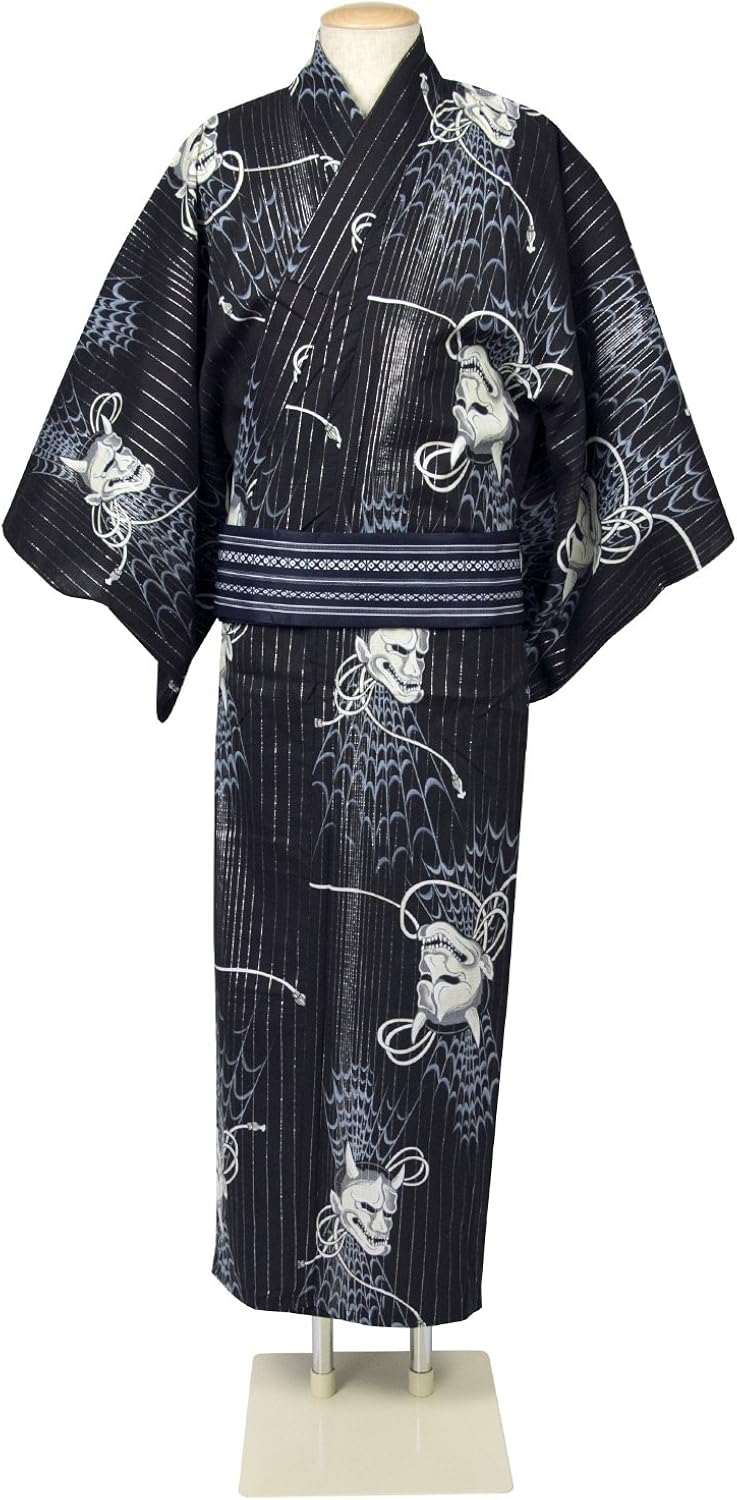 男士浴衣3件套般若l 浴衣 角带 木屐 L Kyoetsu キョウエツ 服饰箱包 亚马逊中国