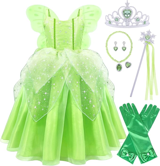 eledobby 女孩青蛙公主裙蒂安娜服装生日角色扮演装扮服装万圣节花式