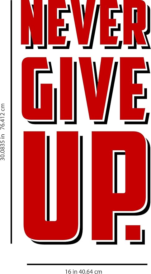 fabulous décor never give up 墙贴 – 励志名言壁挂 – 适用于办公