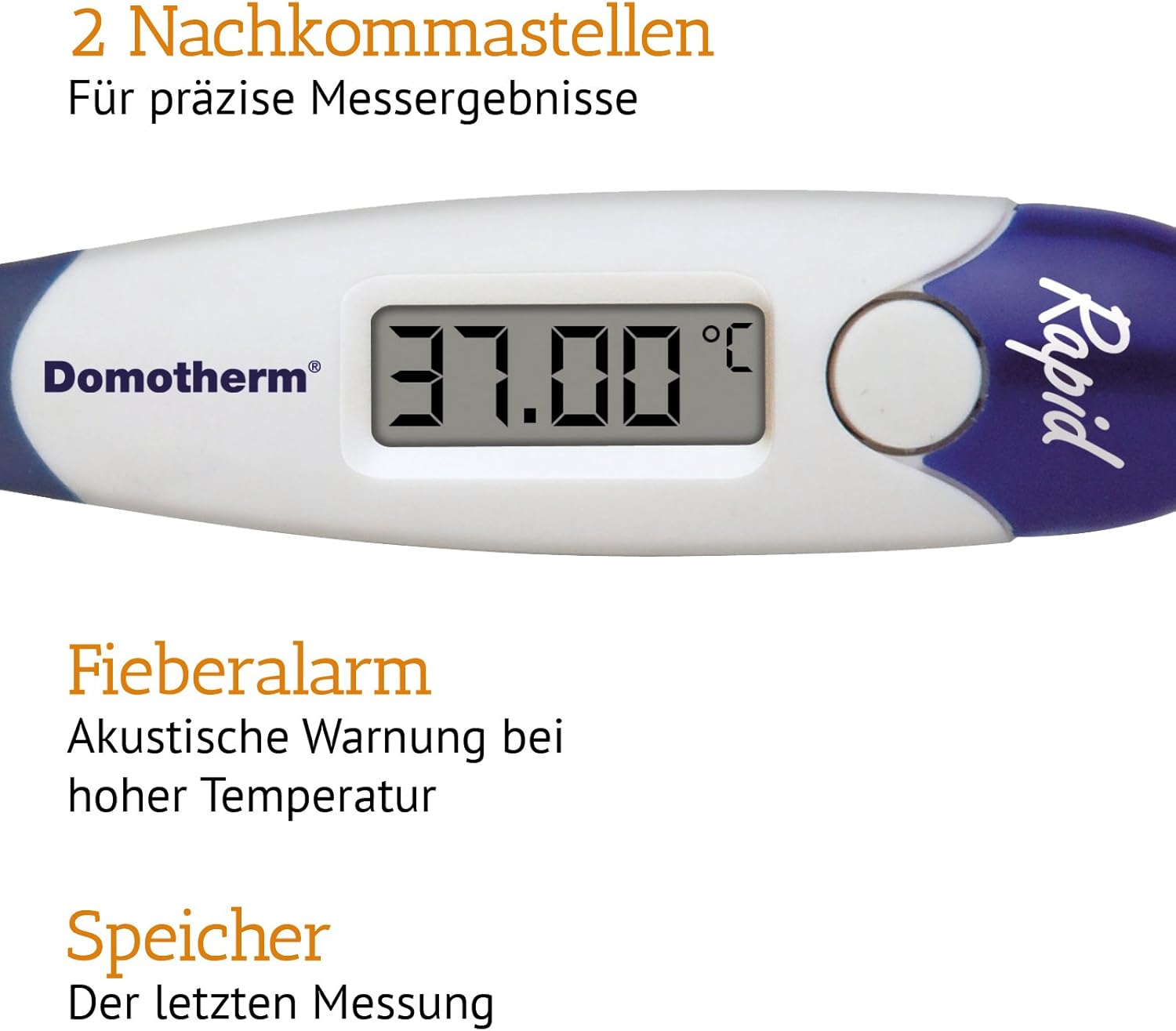 Domotherm Rapid 数字发烧温度计 小数点后2位精确度 测量存储 灵活尖端 婴儿儿童适用 亚马逊中国 个护健康