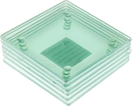 Clever Chef 玻璃杯垫防滑 耐用 防碎饮料杯垫 方形玻璃杯垫01 Clear 亚马逊中国 厨具