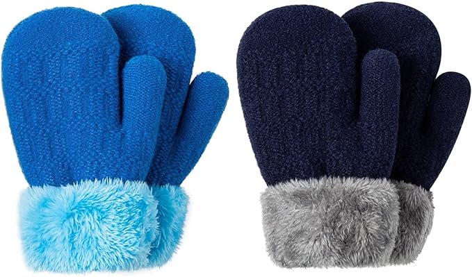 冬季手套适合婴儿儿童幼儿新生儿,中性可爱保暖羊毛内衬厚保暖手套