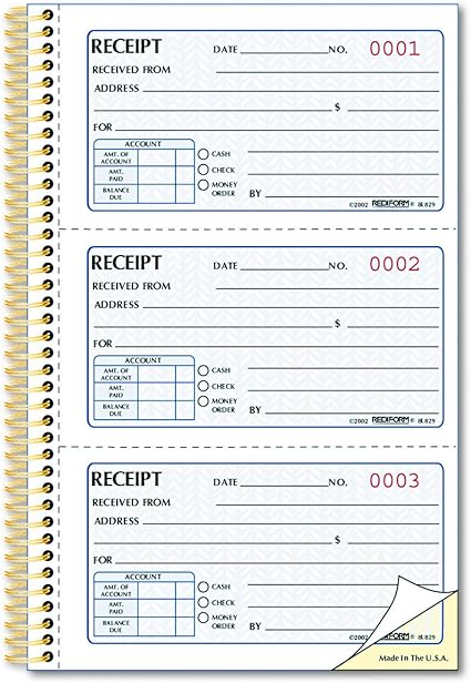 Rediform Money 收据簿 金牌标准 两部分无碳纤维 8 5 X 5 5 每页3 8l9 1 包每包1 条blue White 亚马逊中国 办公用品