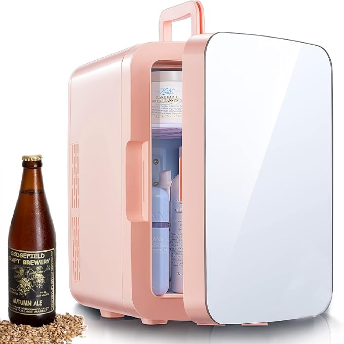 Cooluli Skincare Mini Fridge for Bedroom - Car, Office Desk & Dorm Room - Portable 4L/6 Can Electric Plug In Cooler & Warmer for Food, Drinks, Beauty & Makeup - 12v AC/DC & Exclusive USB Option, Pink
