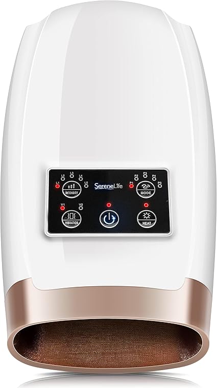 Electric Compression Hand Massager - Electric Acupressure Palm Massager w/ Air Pressure Thermal Compression for Acne, Carpal Tunnel, Hand Pain Relief, Numb Fingers (White)