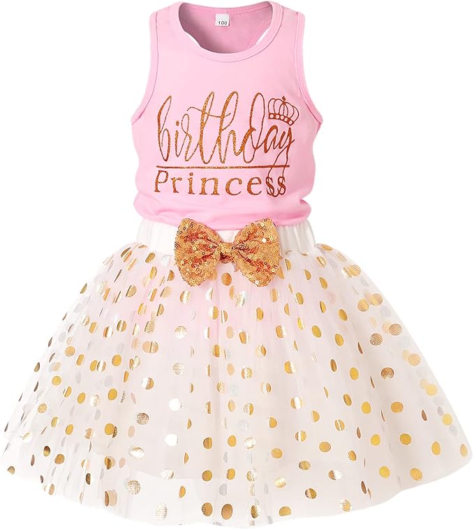 幼儿儿童女婴服装生日公主上衣无袖 t 恤   波点泡泡裙夏款套装