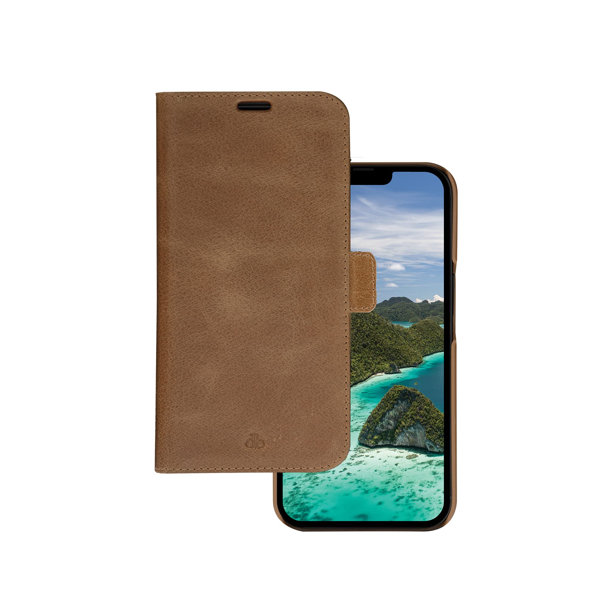 dbramante98 Lynge Apple iPhone X/Xs case with tan handcrafted full-grain leather,RFID protection and wireless charging
