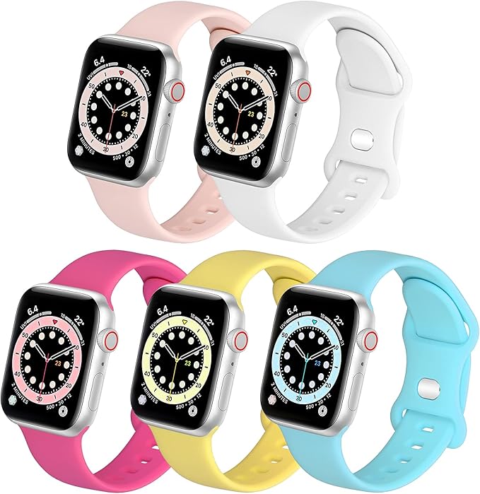 Ecamframe 兼容apple Watch 表带40 毫米38 毫米 5 件装柔软防水硅胶运动表带 适用于iwatch 系列6 5 4 3 2 1 和se 亚马逊中国 数码影音
