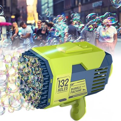 泡泡机枪,132 孔泡泡火箭筒枪火箭吊杆带灯 tik-tok 泡泡机套装,适合