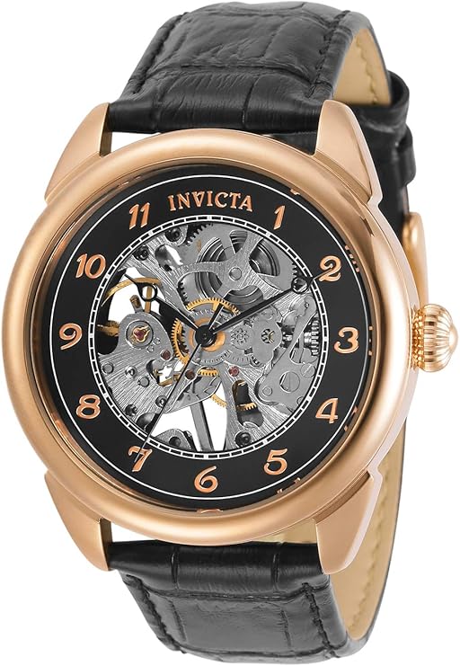 invicta 英弗他 男式 specialty 不锈钢机械机芯手表 皮革表带 黑色