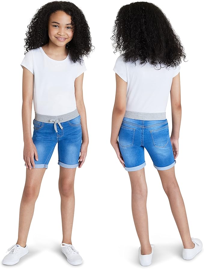 vigoss 女童针织腰百慕大短裤,女孩休闲套穿牛仔短裤