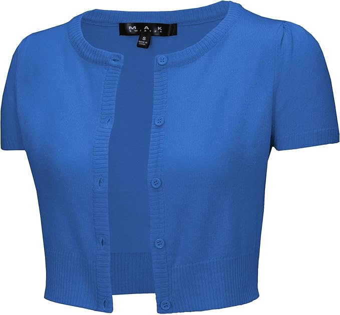 yemak 盖袖短款圆领开衫毛衣复古灵感 cb0536 (s-l)