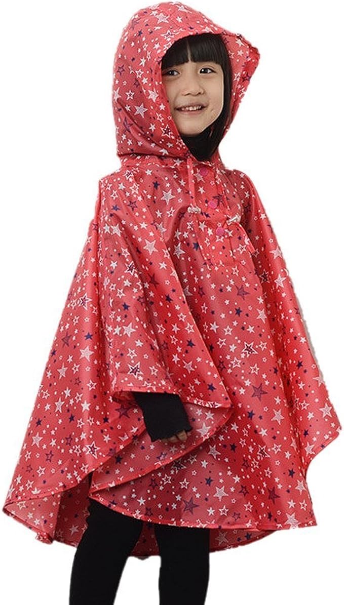 kid 学步女童雨衣星斗篷防水连帽雨衣