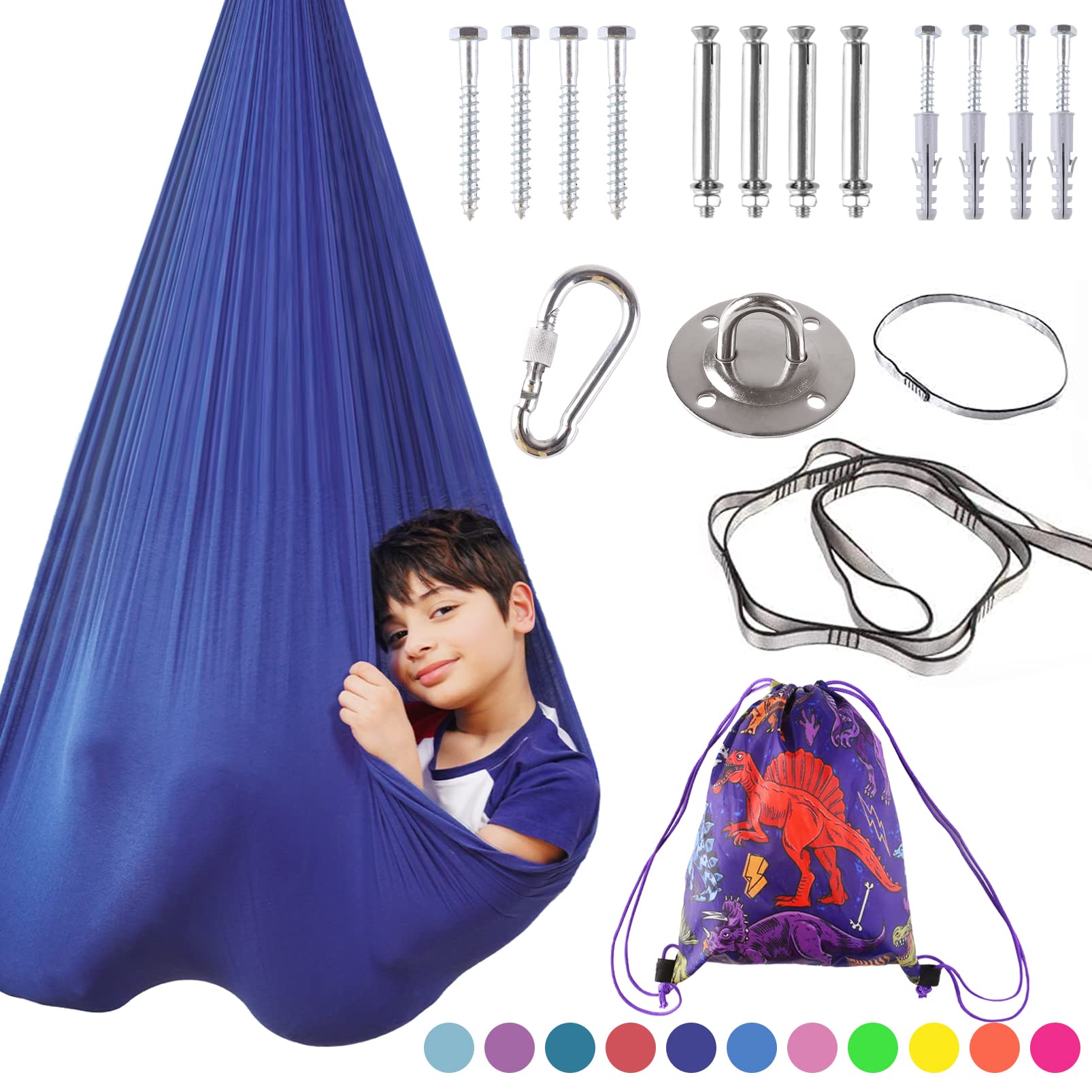 Indoor Therapy Children's sensory swing,Special Needs Joy Cuddle ceiling swing, Outdoor Room adjustable fabric hammock, suitable for children and adolescents with autism *,*, Asperger's, Sensory integ