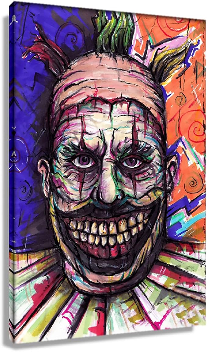 american horror story 海报电影装饰帆布艺术墙印图片扭曲小丑人物