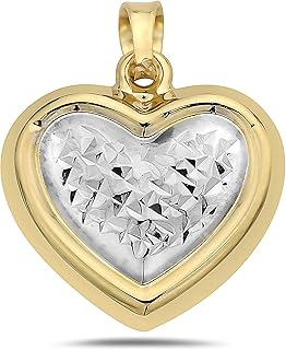 pori jewelers 14k 双色金色钻石切割心形细节吊坠精美珠宝礼品送给